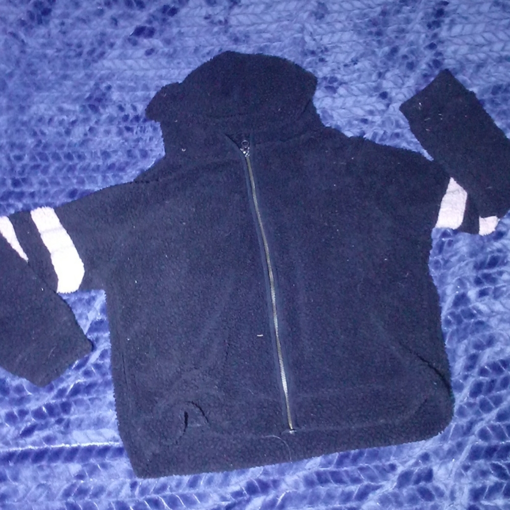 Wool black jacket with pink stripes